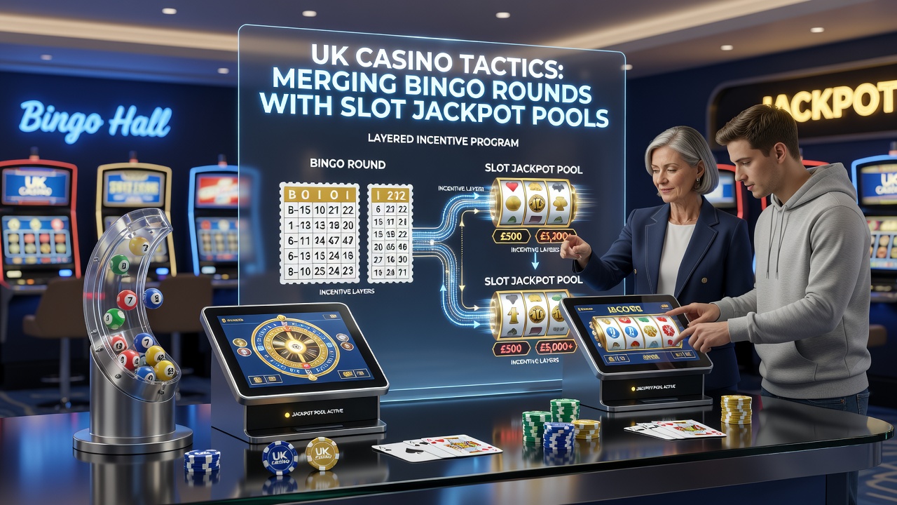 Close-up of layered incentive dashboard displaying bingo points converting into slot jackpot contributions